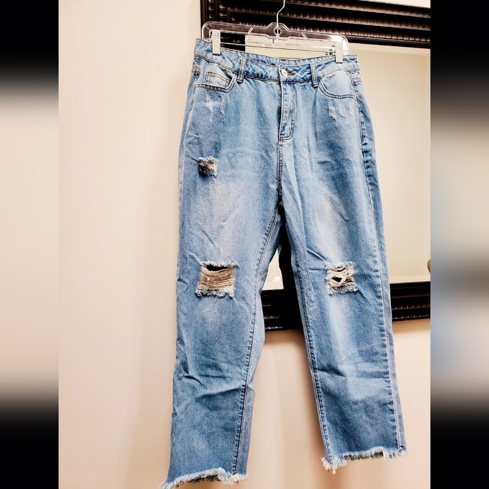 Flamingo distressed mom jeans
